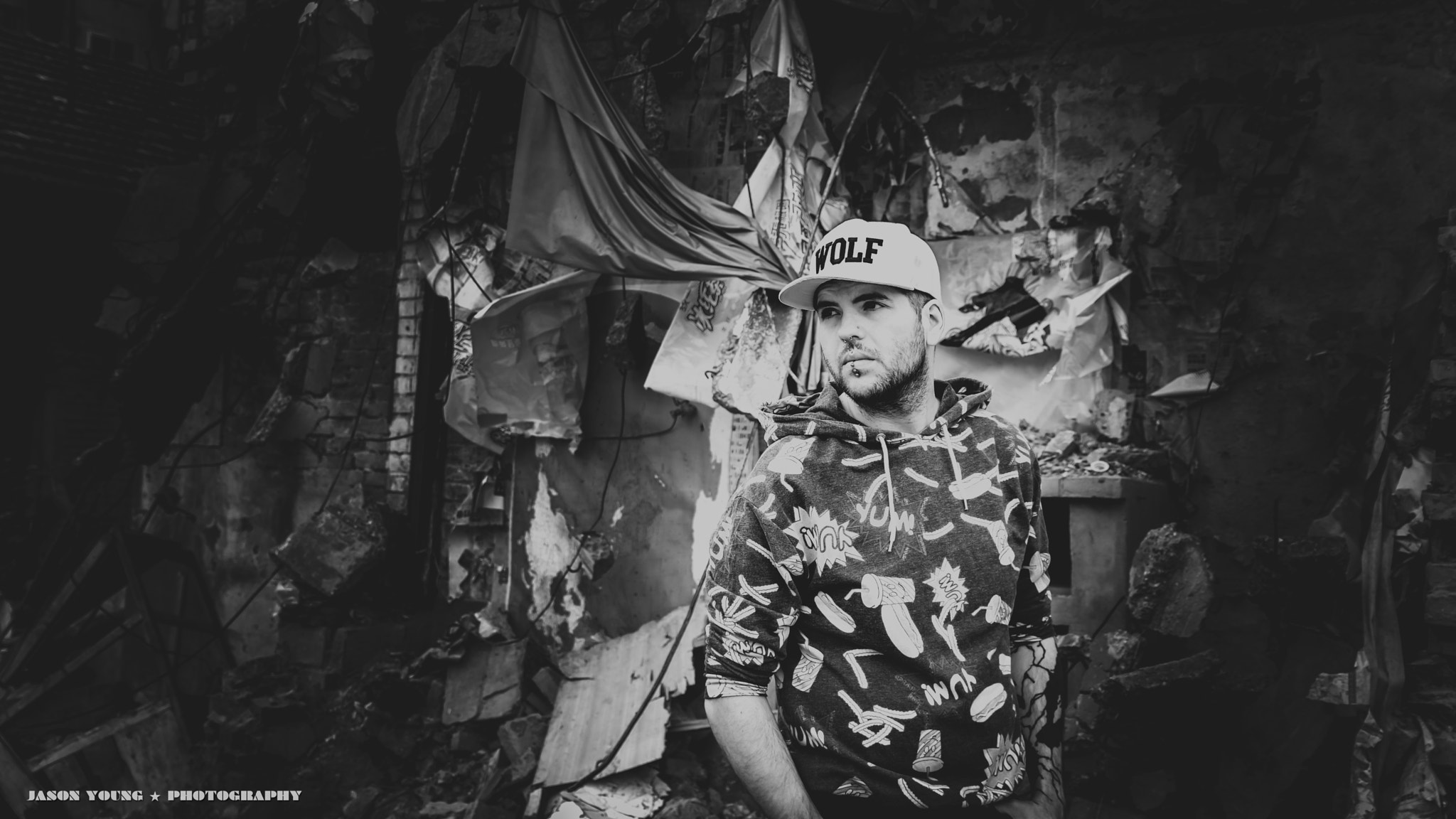 Sigma 17-50mm F2.8 EX DC HSM sample photo. Man in rubble photography