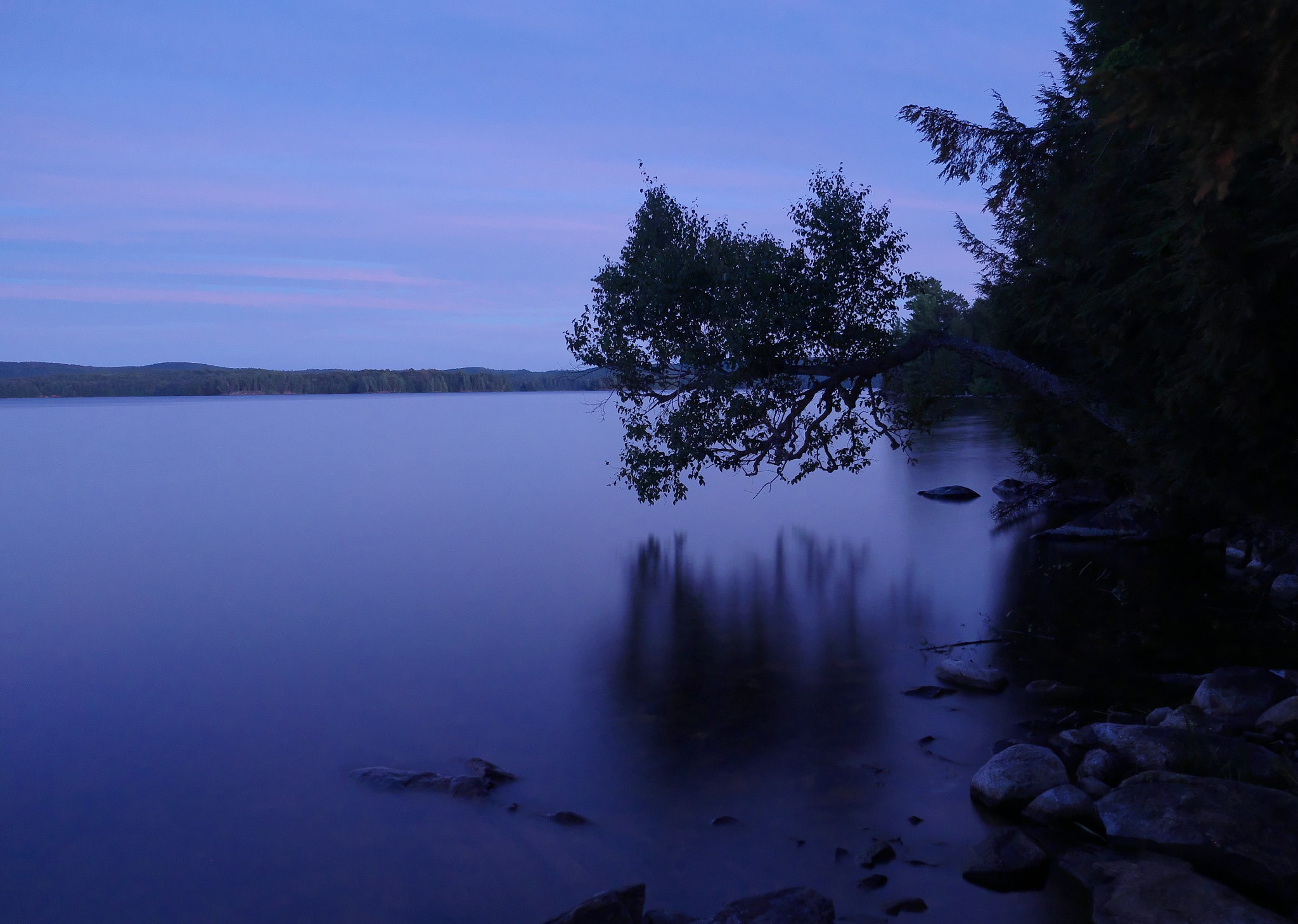 Fujifilm X-A1 + Fujifilm XF 18-55mm F2.8-4 R LM OIS sample photo. Algonquin branch reflection twilight 2015.09.09 photography