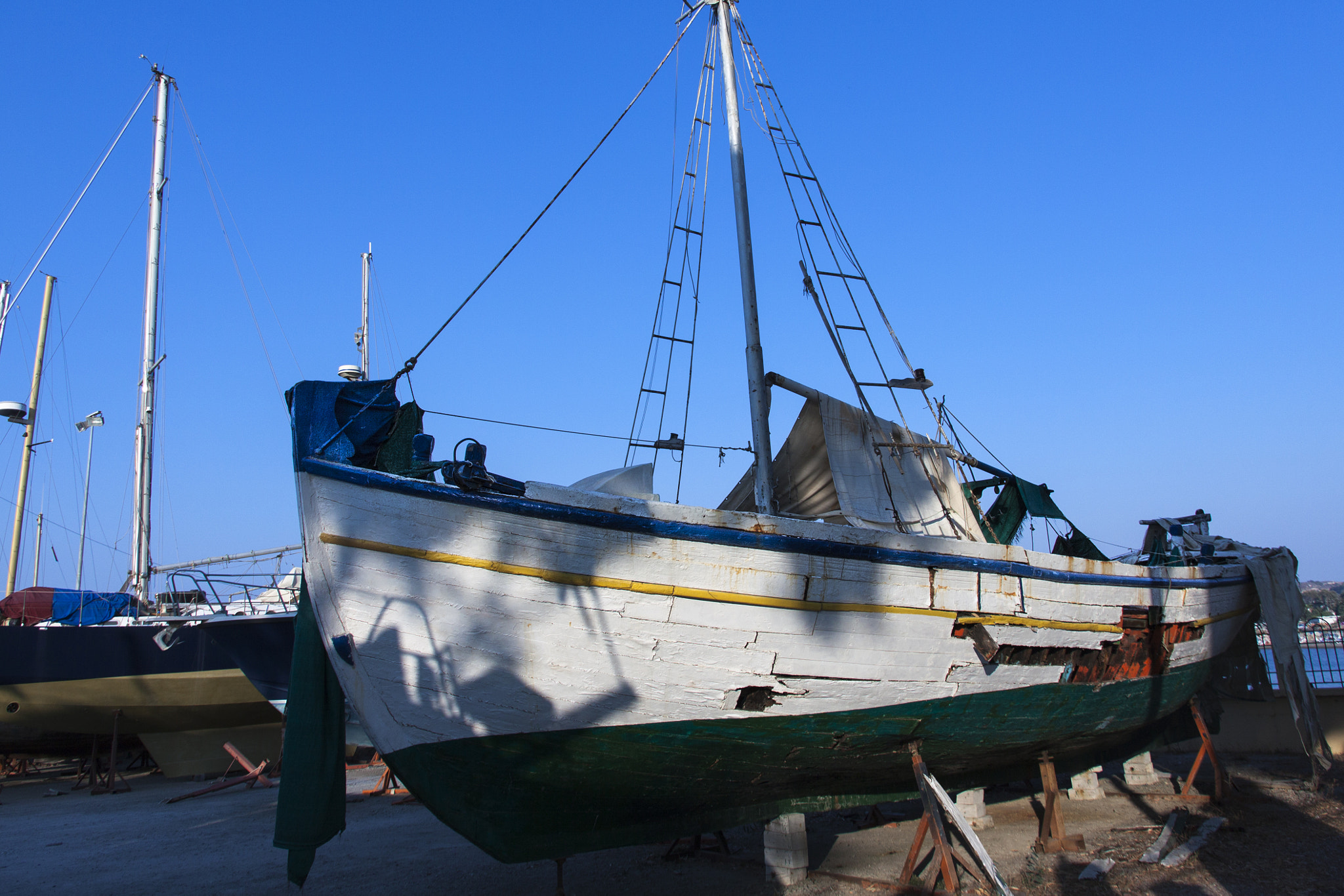 Canon EOS 50D sample photo. Colorful boat in kos port photography