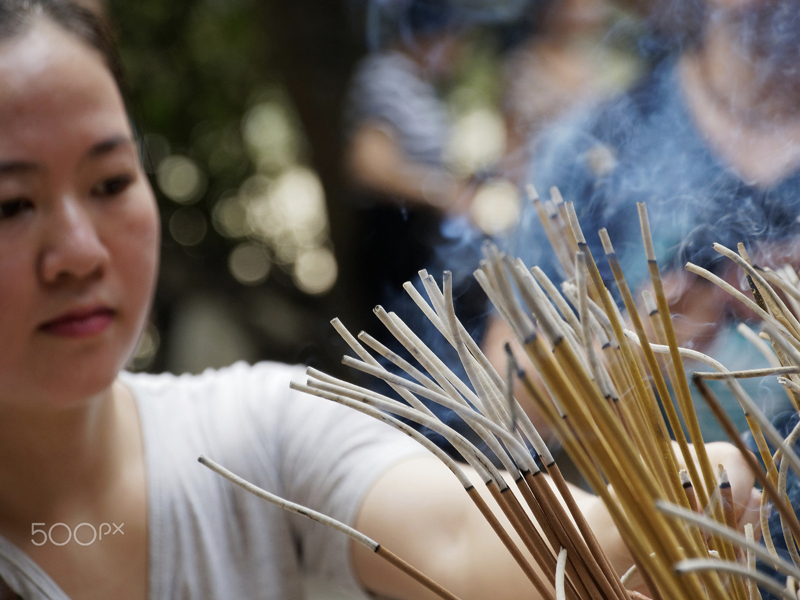 Olympus OM-D E-M10 sample photo. Ngoc son temple incense sticks photography