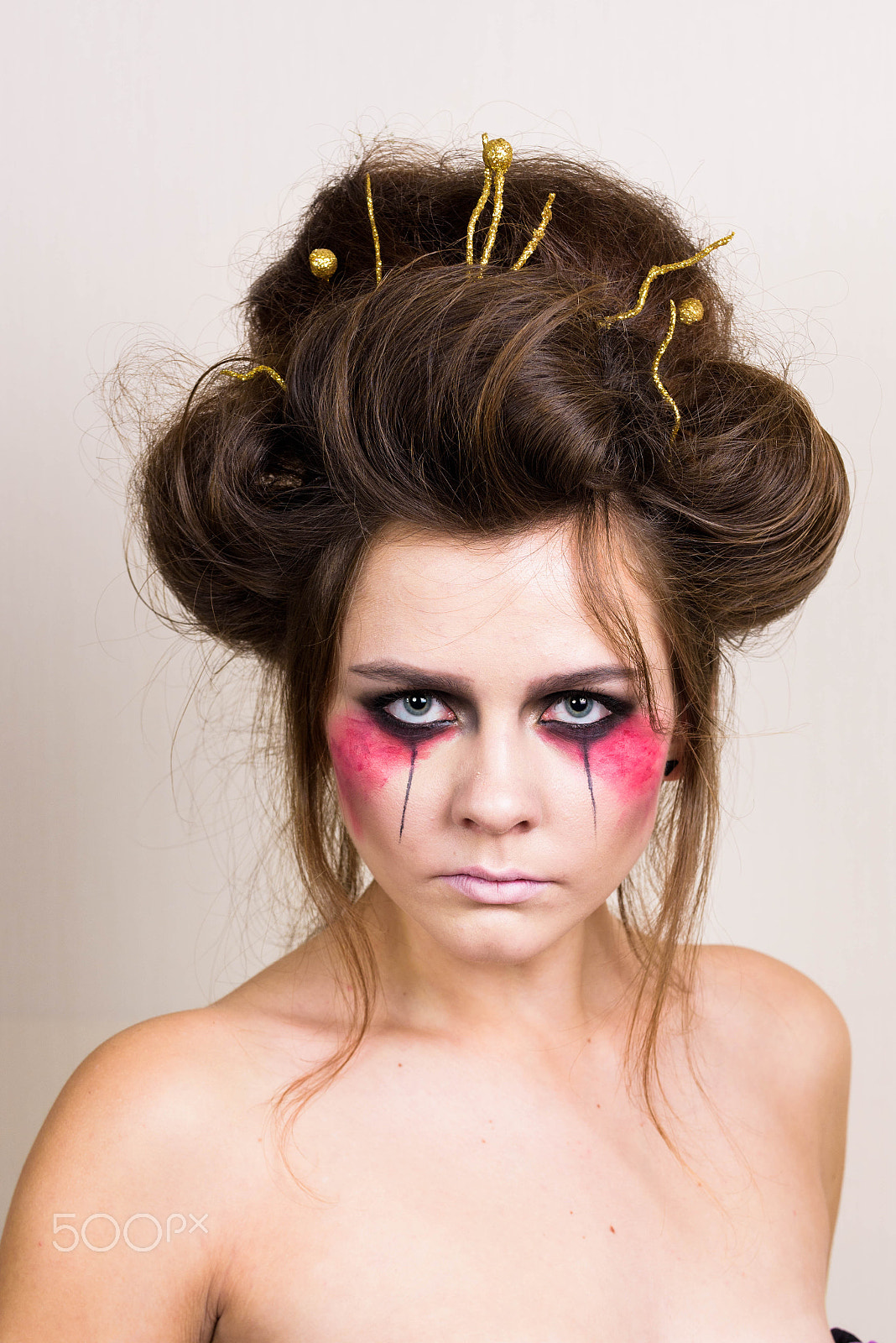 Nikon D810 + Tamron SP 90mm F2.8 Di VC USD 1:1 Macro (F004) sample photo. Halloween make up beautiful model with perfect hairstyle. photography