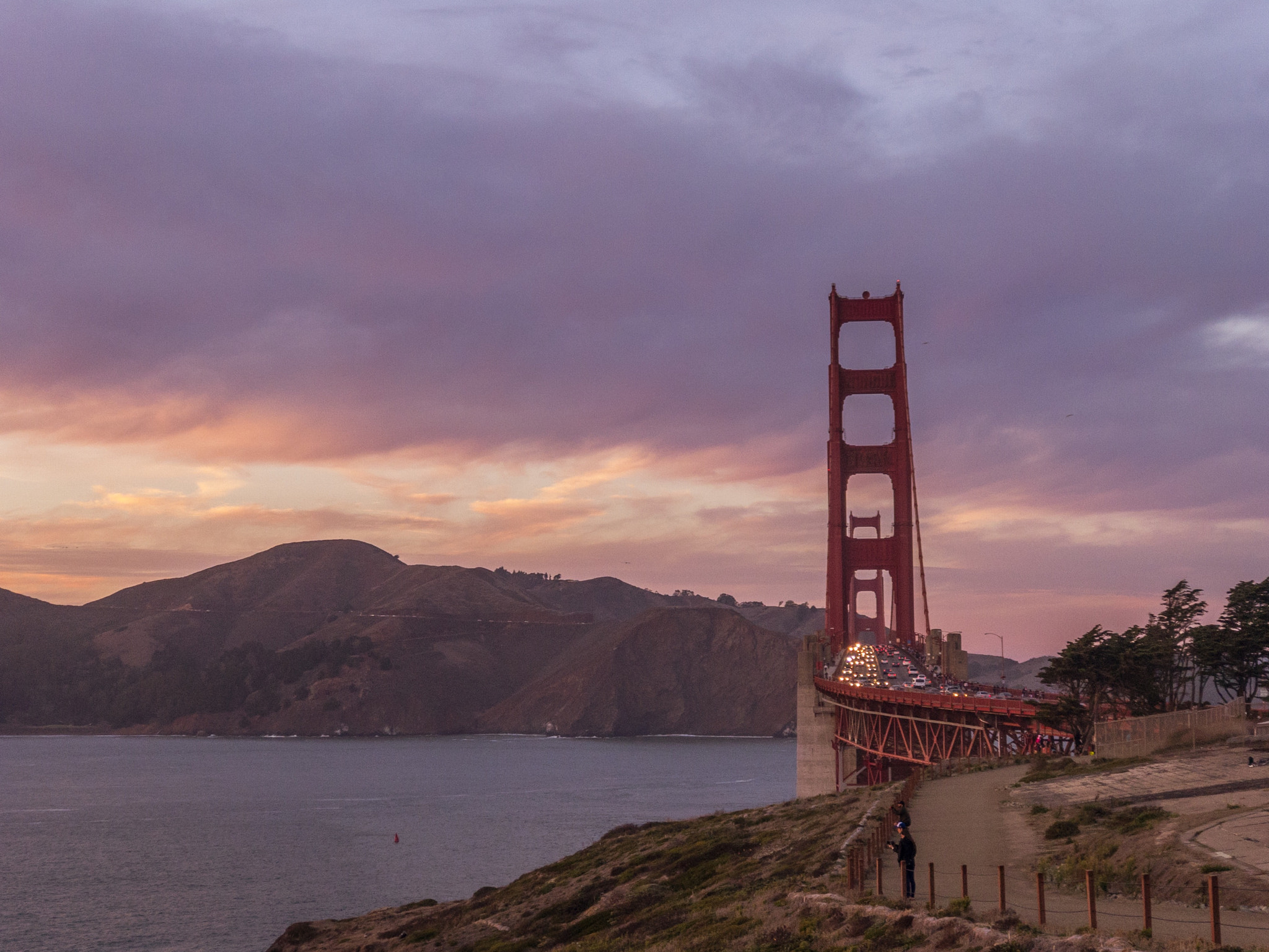 Apple iPhone 7 Plus + iPhone 7 Plus back camera 6.6mm f/2.8 sample photo. Golden gate bridge at sunset photography