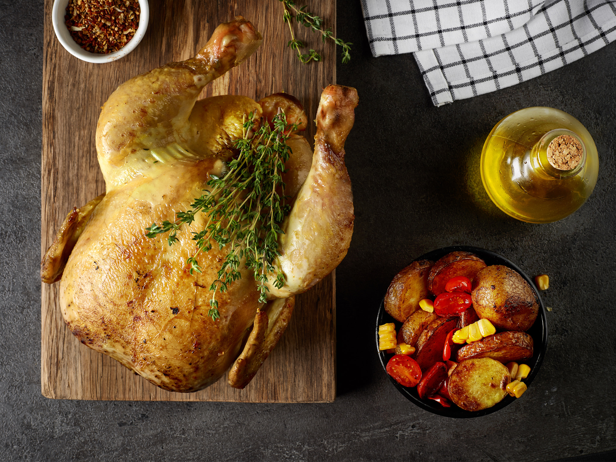Phase One P65+ sample photo. Whole roasted chicken photography