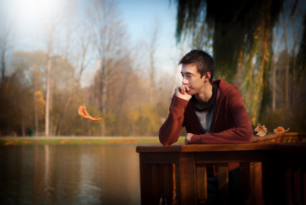 Nikon D200 sample photo. Kenneth watching a leaf fall photography