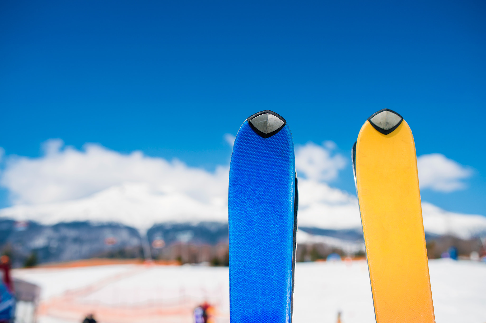 Nikon D4S + Sigma 35mm F1.4 DG HSM Art sample photo. Close up of two pair of skis photography