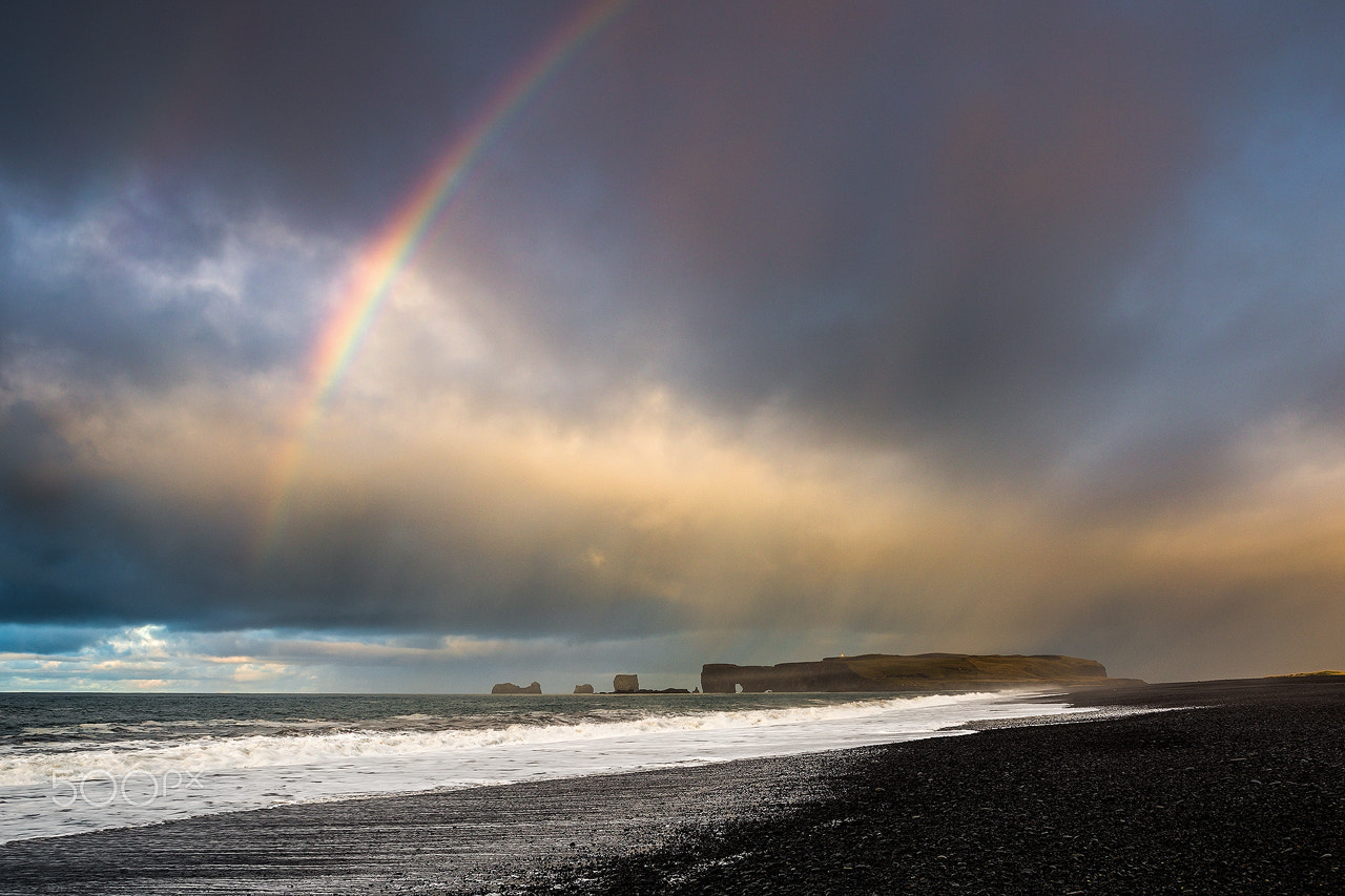 Canon EOS 6D + EF28-70mm f/2.8L USM sample photo. Rainbow over dyrholaey photography