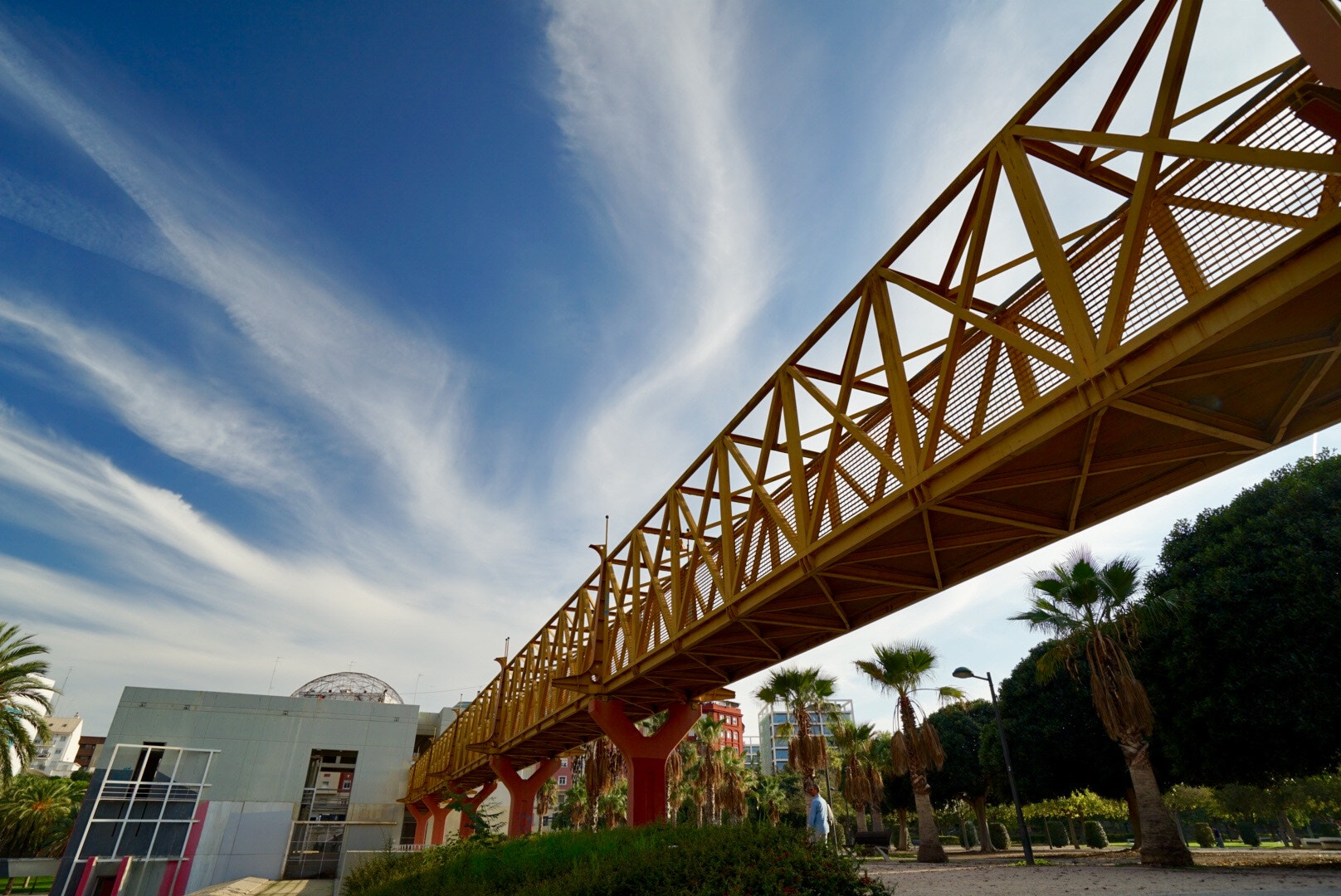 Sony a7 II + Sony Vario-Tessar T* FE 16-35mm F4 ZA OSS sample photo. Yellow bridge in turia's park photography