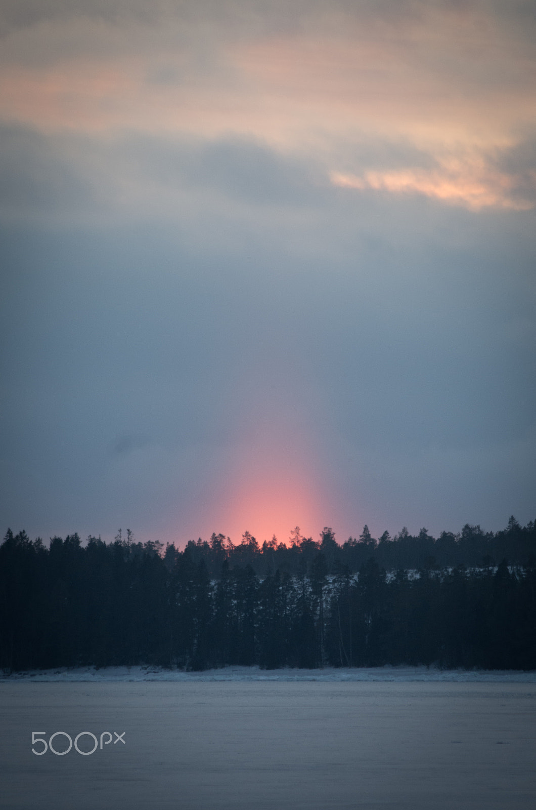 Pentax K-50 sample photo. A winter sunset with halo phenomena photography