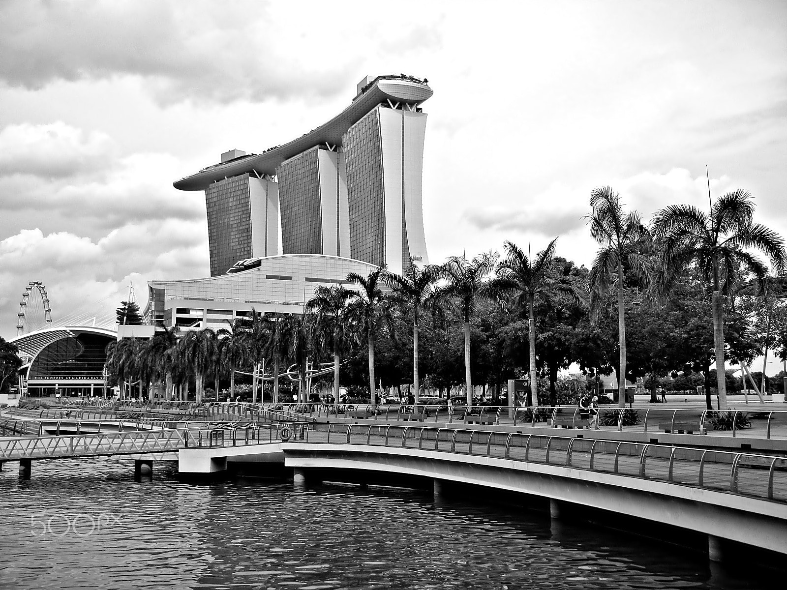 Nikon Coolpix S1200pj sample photo. Marina bay sands monochrome, singapore photography