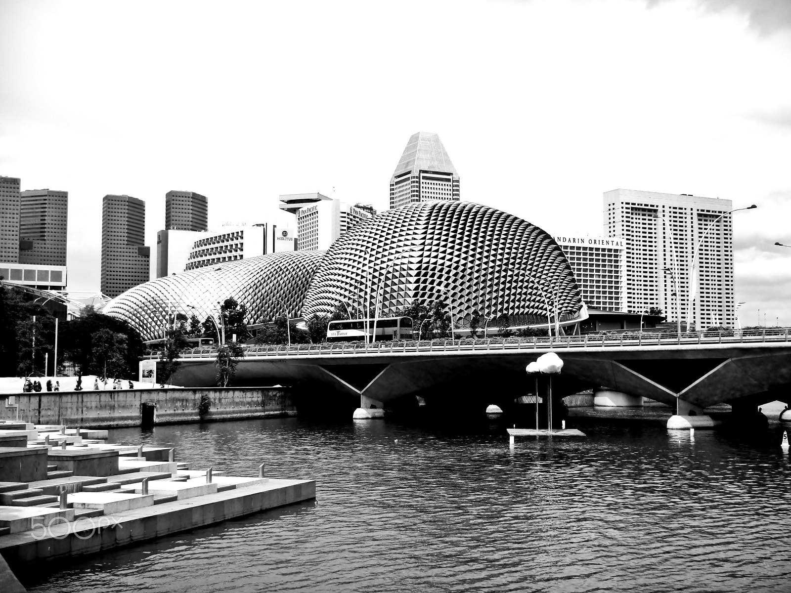 Nikon Coolpix S1200pj sample photo. Esplanade theatre bw photography