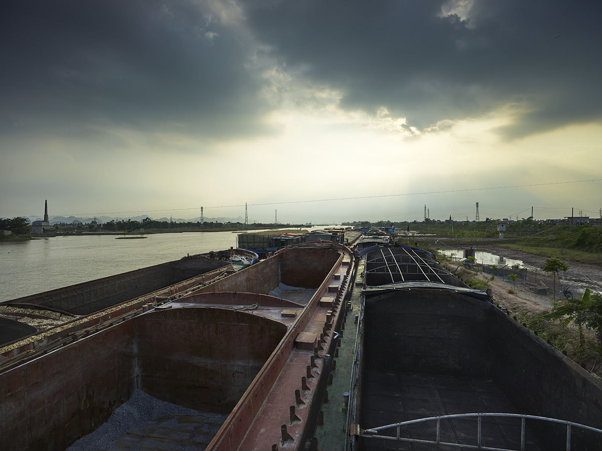 Phase One IQ260 sample photo. Idling barges waiting for the next cargo - ninh binh, vietnam photography