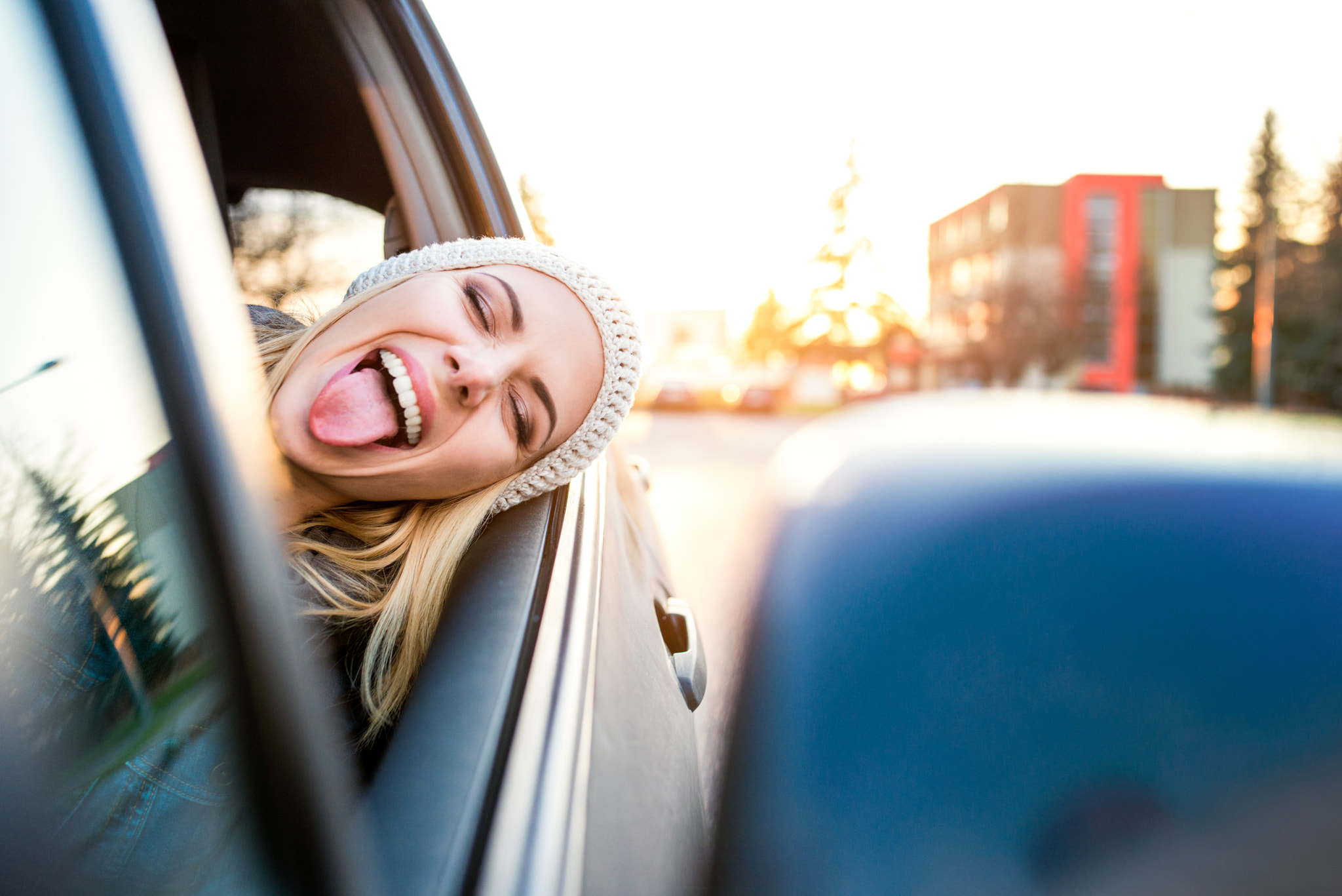 Woman driving a car