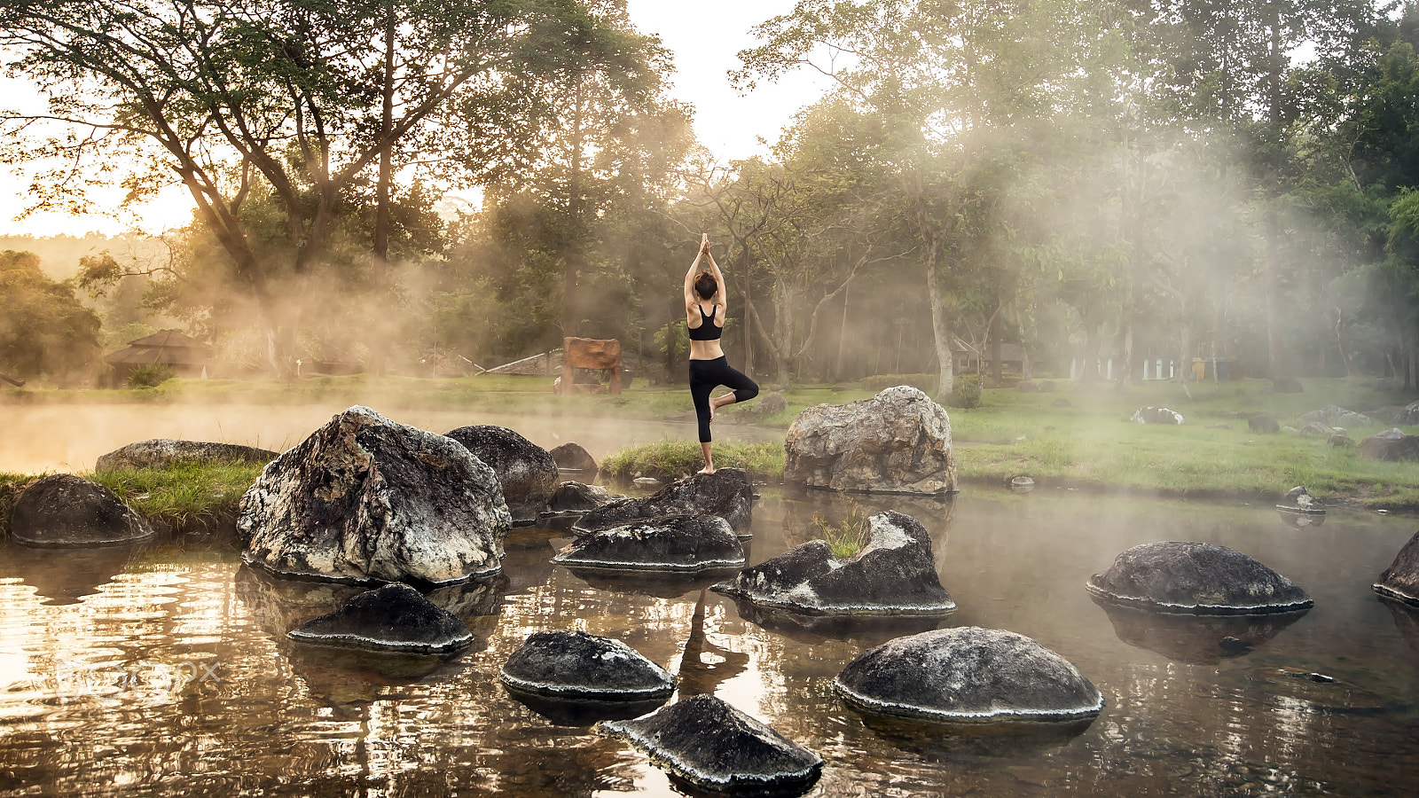 Nikon Df sample photo. Young girl doing yoga fitness exercise outdoor in beautiful landscape. morning sunrise, photography