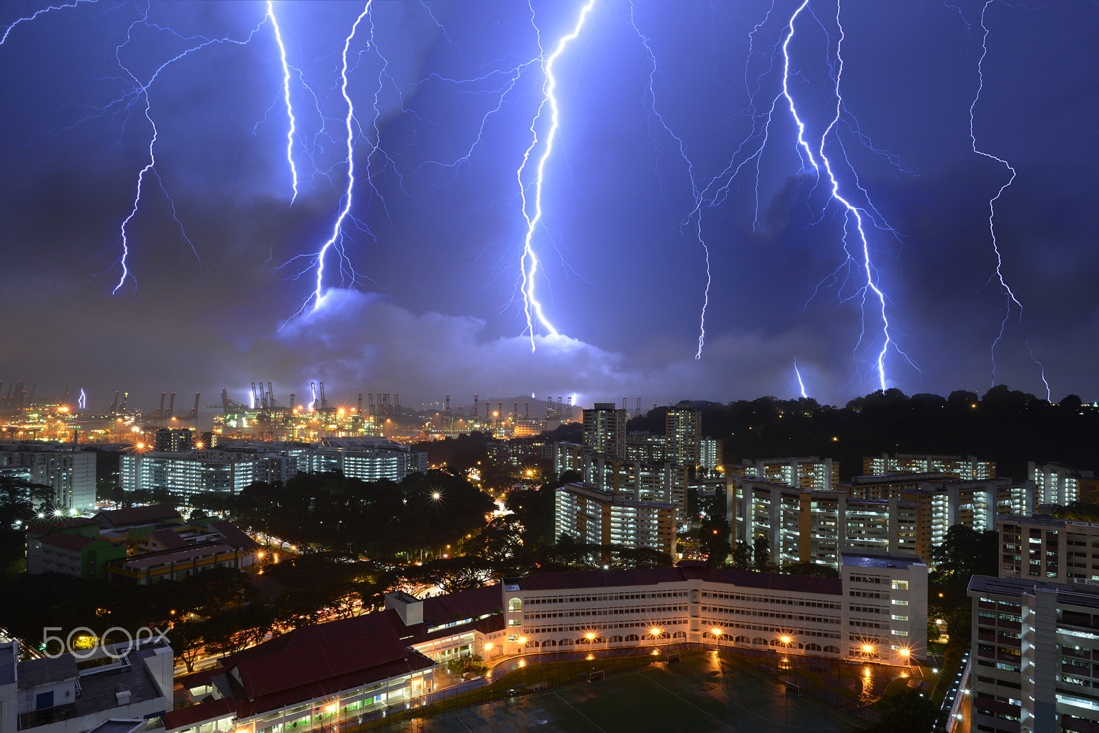 Nikon D800E + Nikon AF-S Nikkor 20mm F1.8G ED sample photo. Lightning strikes south singapore photography