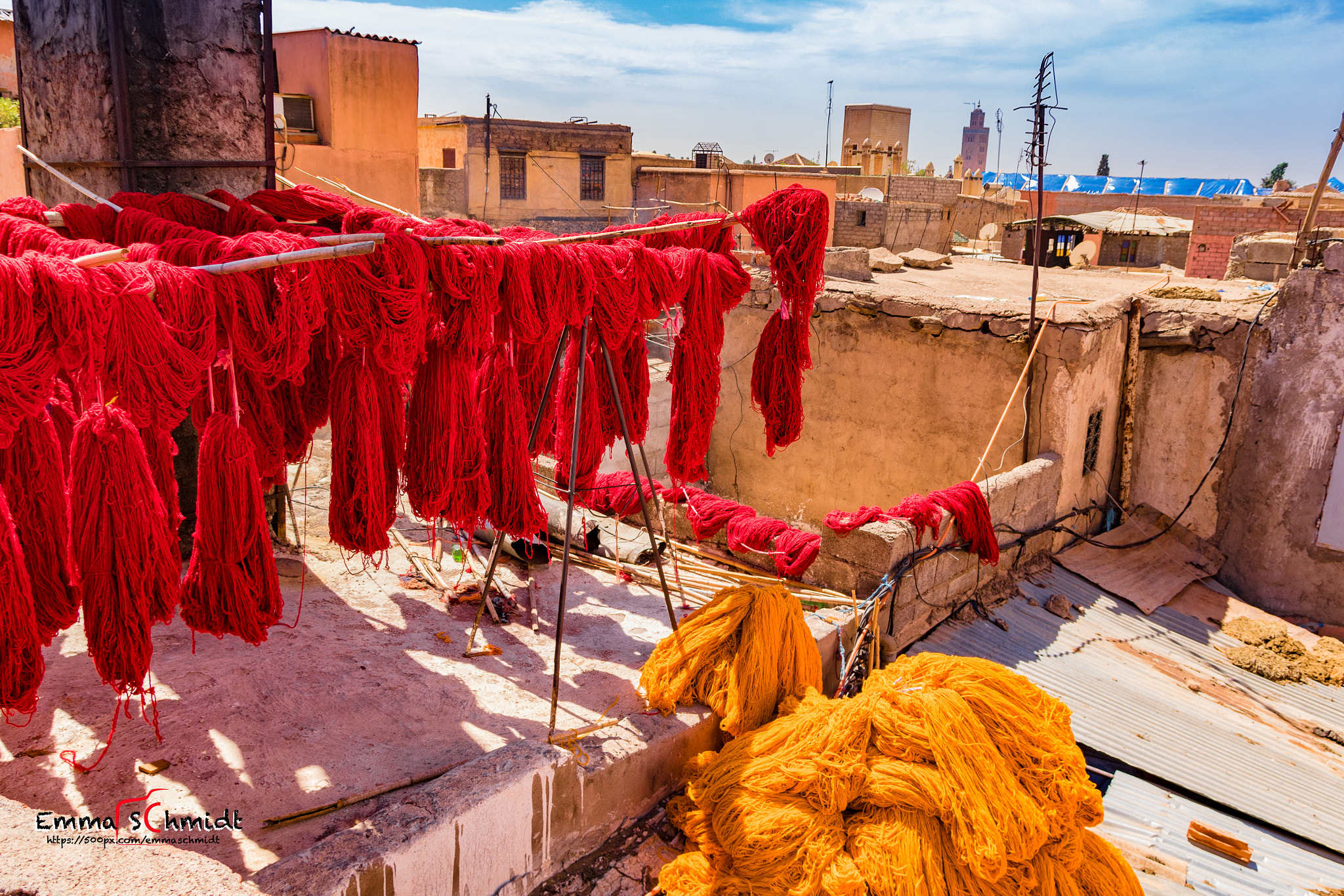 Canon EOS 7D Mark II sample photo. Work of the weavers on marrakech's roofs photography