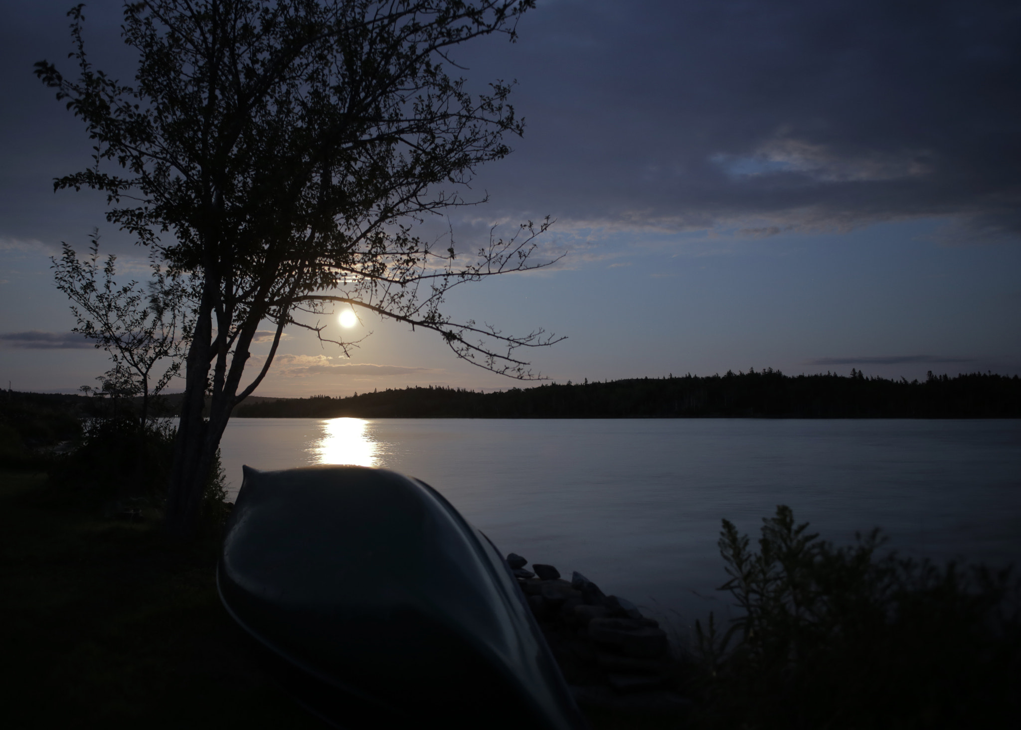 Canon EOS 6D + Canon EF 28mm F2.8 sample photo. Full moon on bras d'or lakes photography