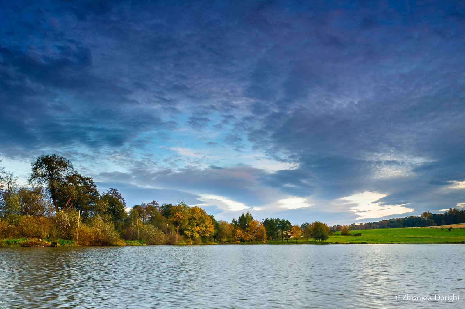 Nikon D700 + Sigma 24mm F1.8 EX DG Aspherical Macro sample photo. Sunset lake autumn photography