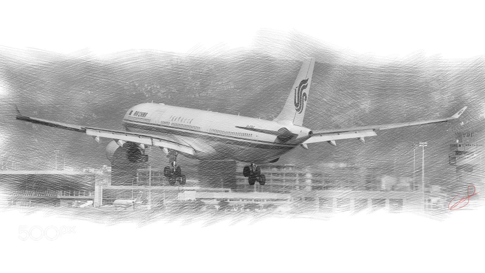 AF Zoom-Nikkor 80-200mm f/2.8 ED sample photo. Air china in sketch photography