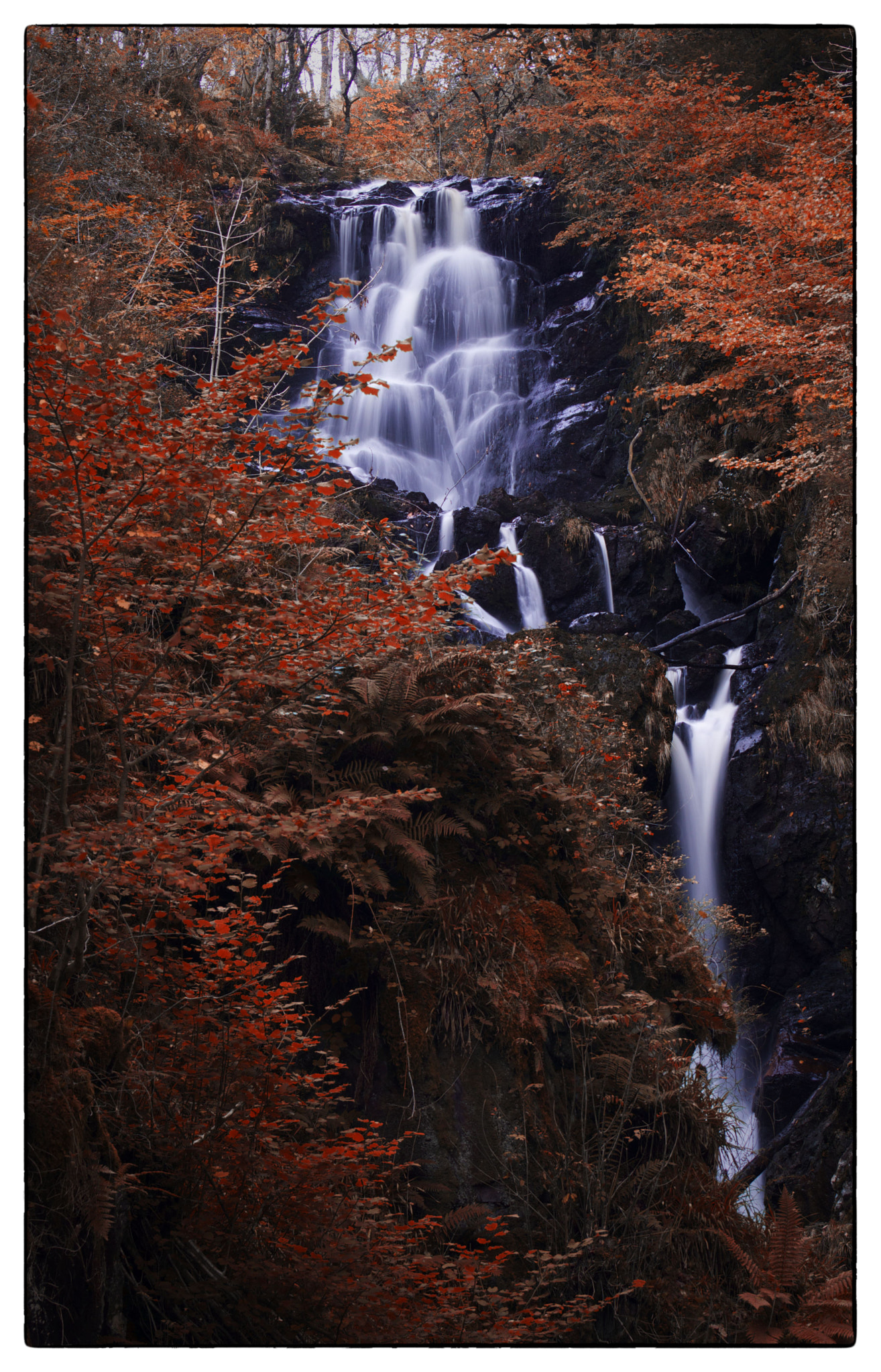 Sony 75-300mm F4.5-5.6 sample photo. Waterfall in autumn photography