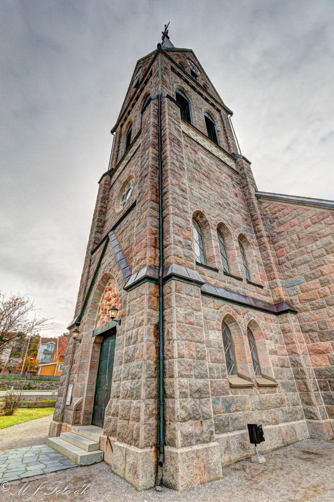 Canon EF 16-35mm F4L IS USM sample photo. Church tower in grebbestad photography