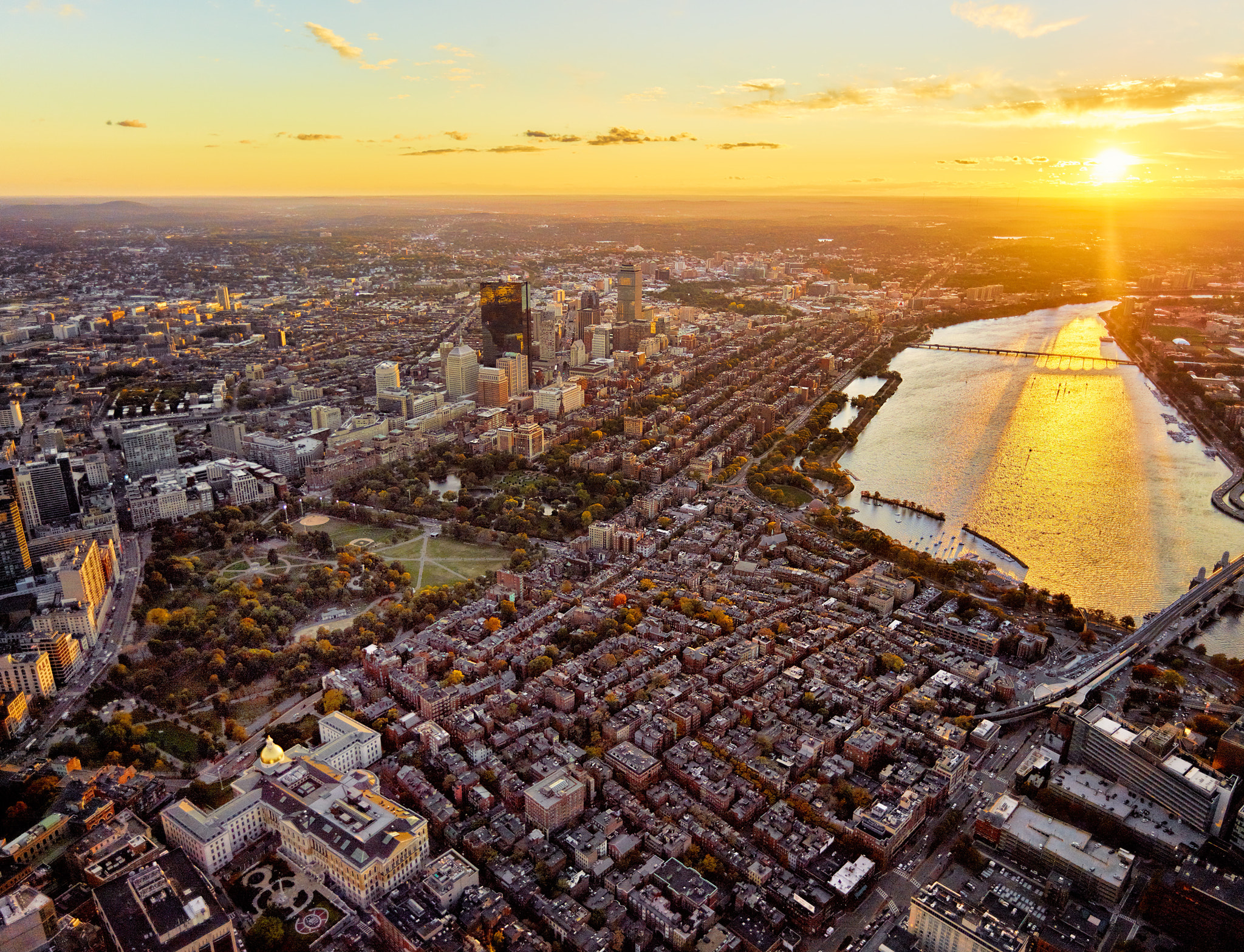 Phase One IQ260 sample photo. Boston state house and back bay skyline photography