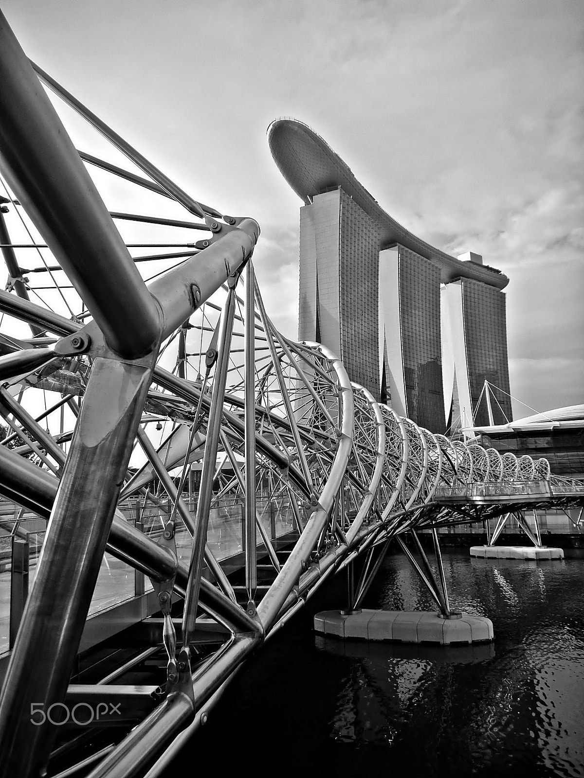 Nikon Coolpix S1200pj sample photo. Marina bay sands black and white photography