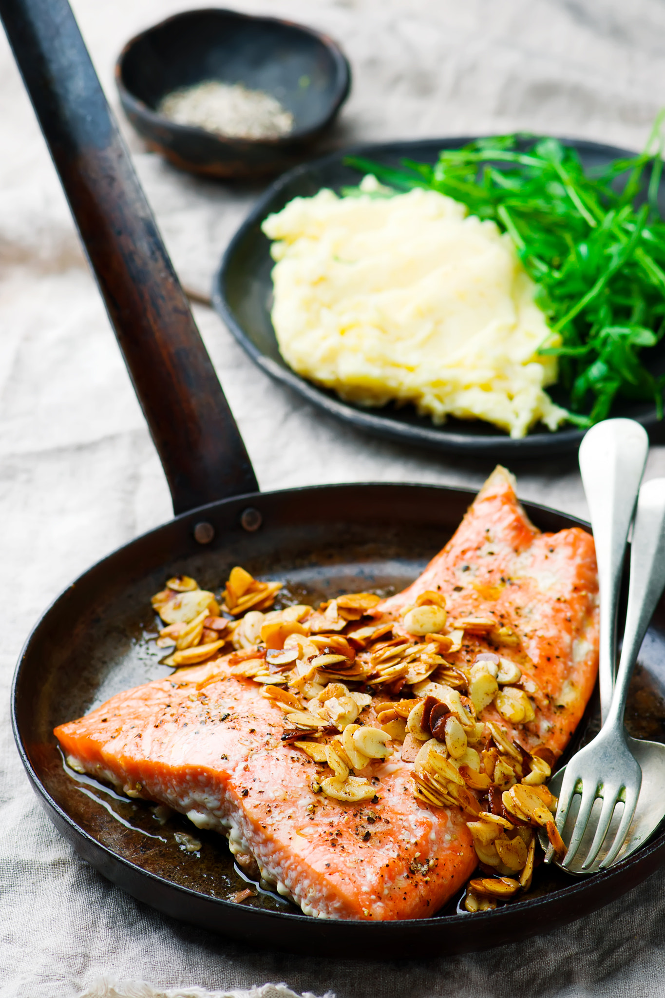 Nikon AF-S Micro-Nikkor 105mm F2.8G IF-ED VR sample photo. Trout sautéed in butter with almonds photography
