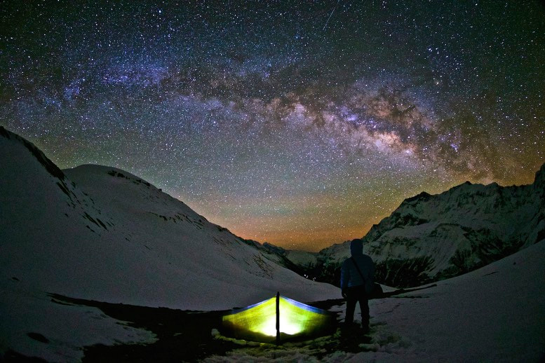 Canon EOS-1D X + Canon EF 8-15mm F4L Fisheye USM sample photo. Camping on ice lake,act,nepal. photography