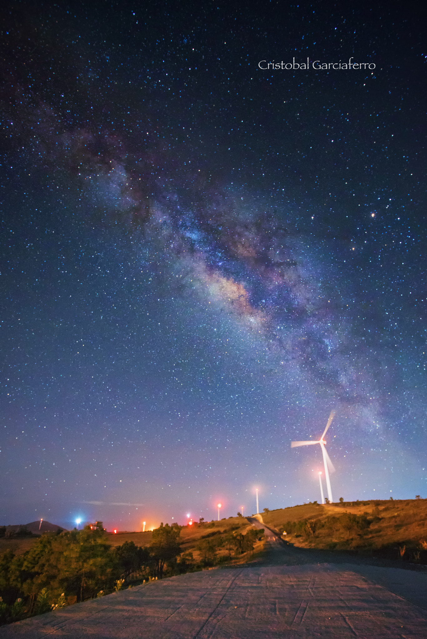 Sony a7R + Canon EF 16-35mm F2.8L USM sample photo. Milky over the wind farm photography