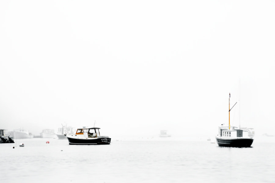 Canon EF 70-300mm F4-5.6 IS USM sample photo. Boats in the fog photography