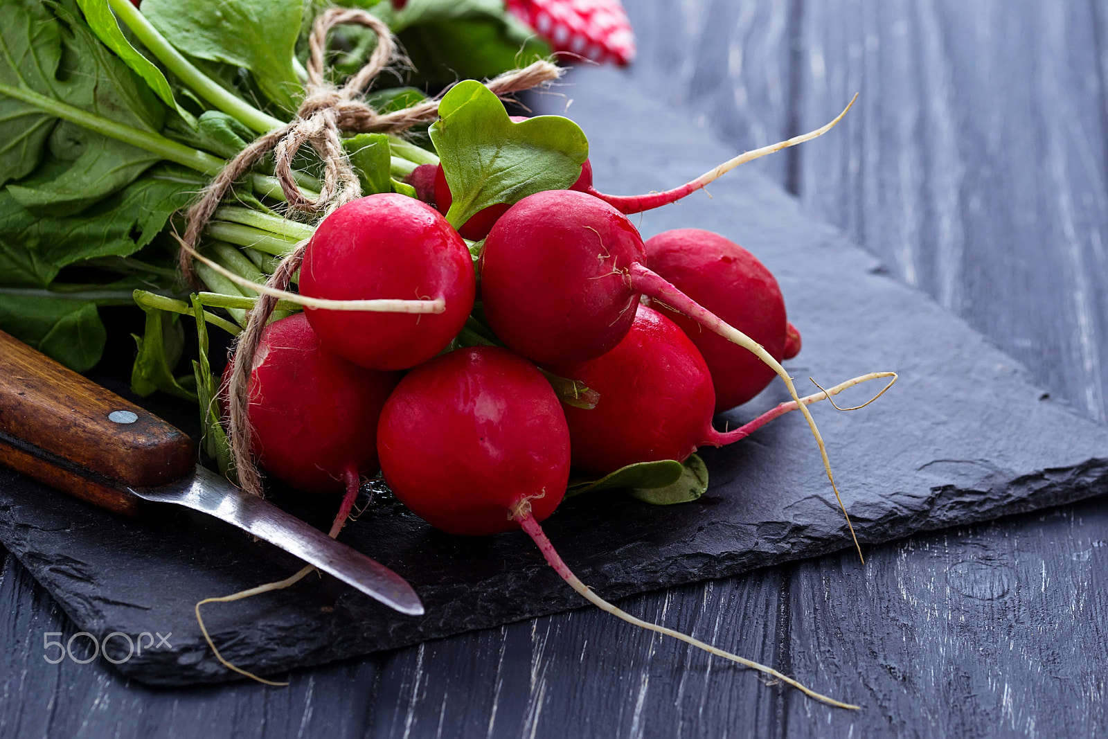 Sigma 105mm F2.8 EX DG OS HSM sample photo. Fresh radishes and knife photography