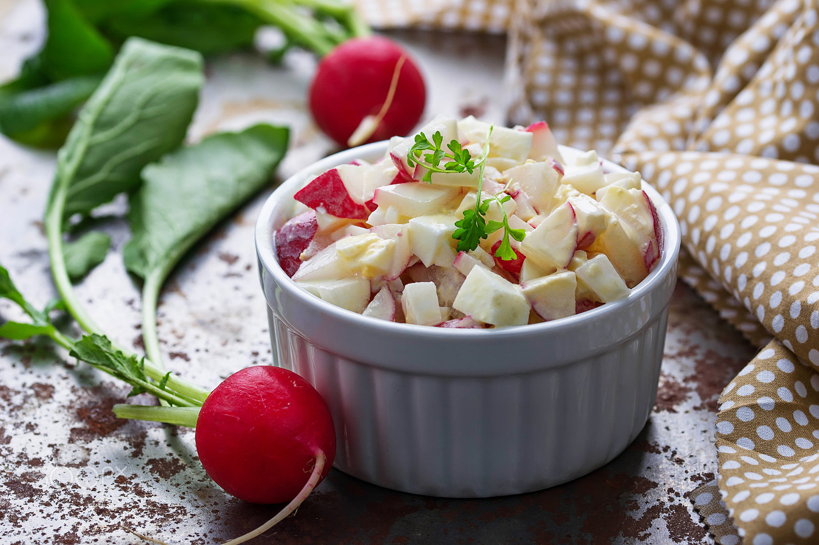 Sigma 105mm F2.8 EX DG OS HSM sample photo. Fresh salad with radish and eggs photography