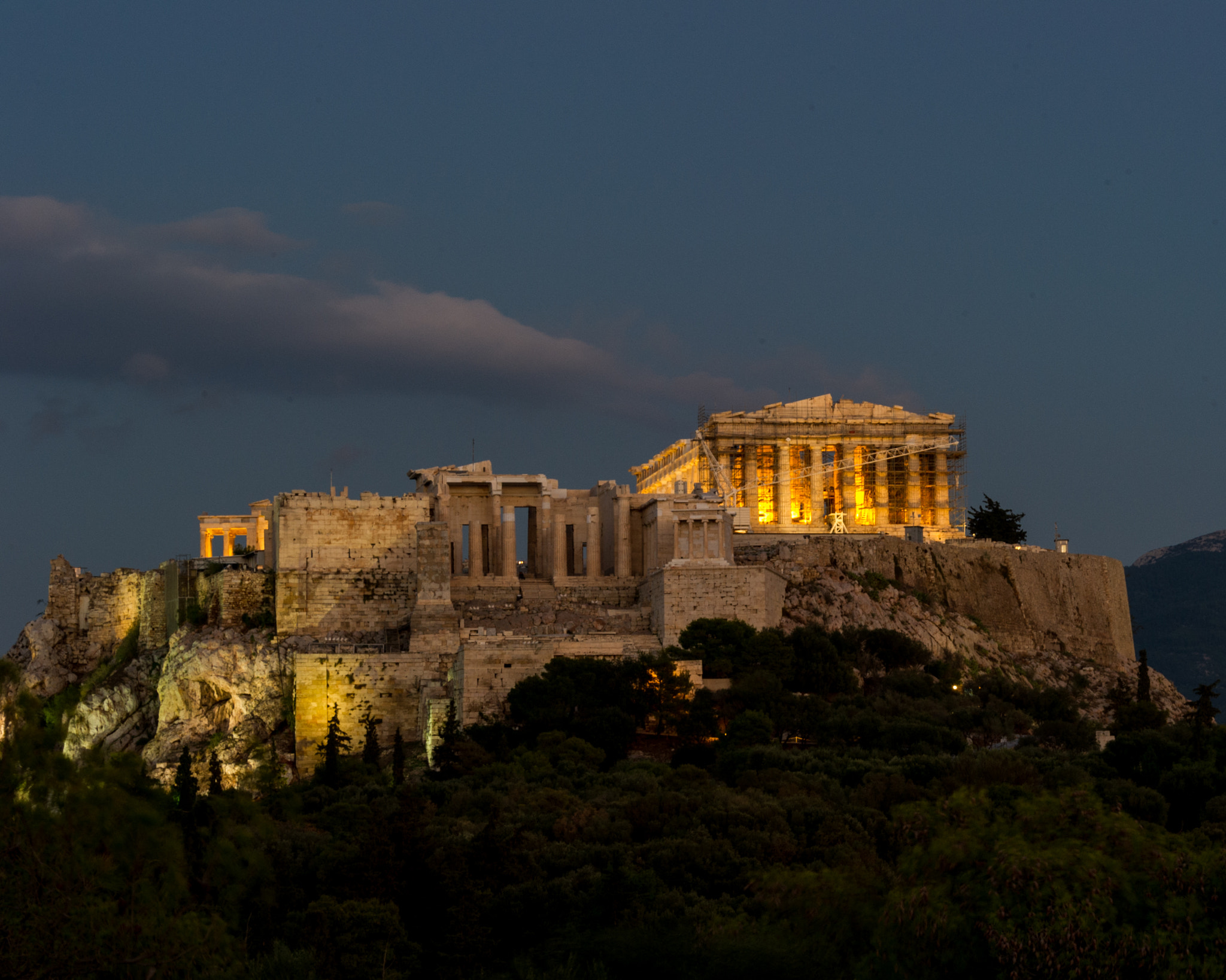Nikon D3S sample photo. One more shot of the acropolis (at dusk) photography