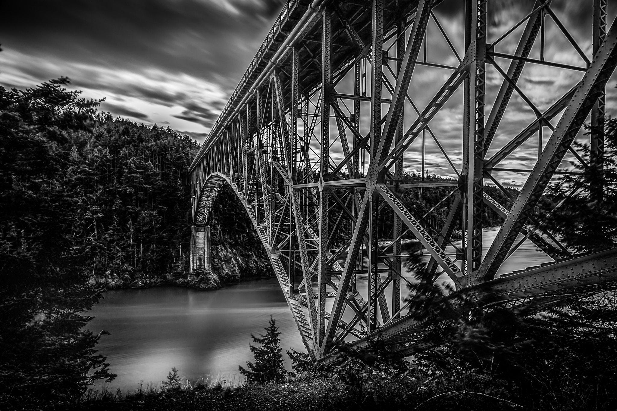 Canon EOS 100D (EOS Rebel SL1 / EOS Kiss X7) sample photo. Deception pass bridge ii bw photography