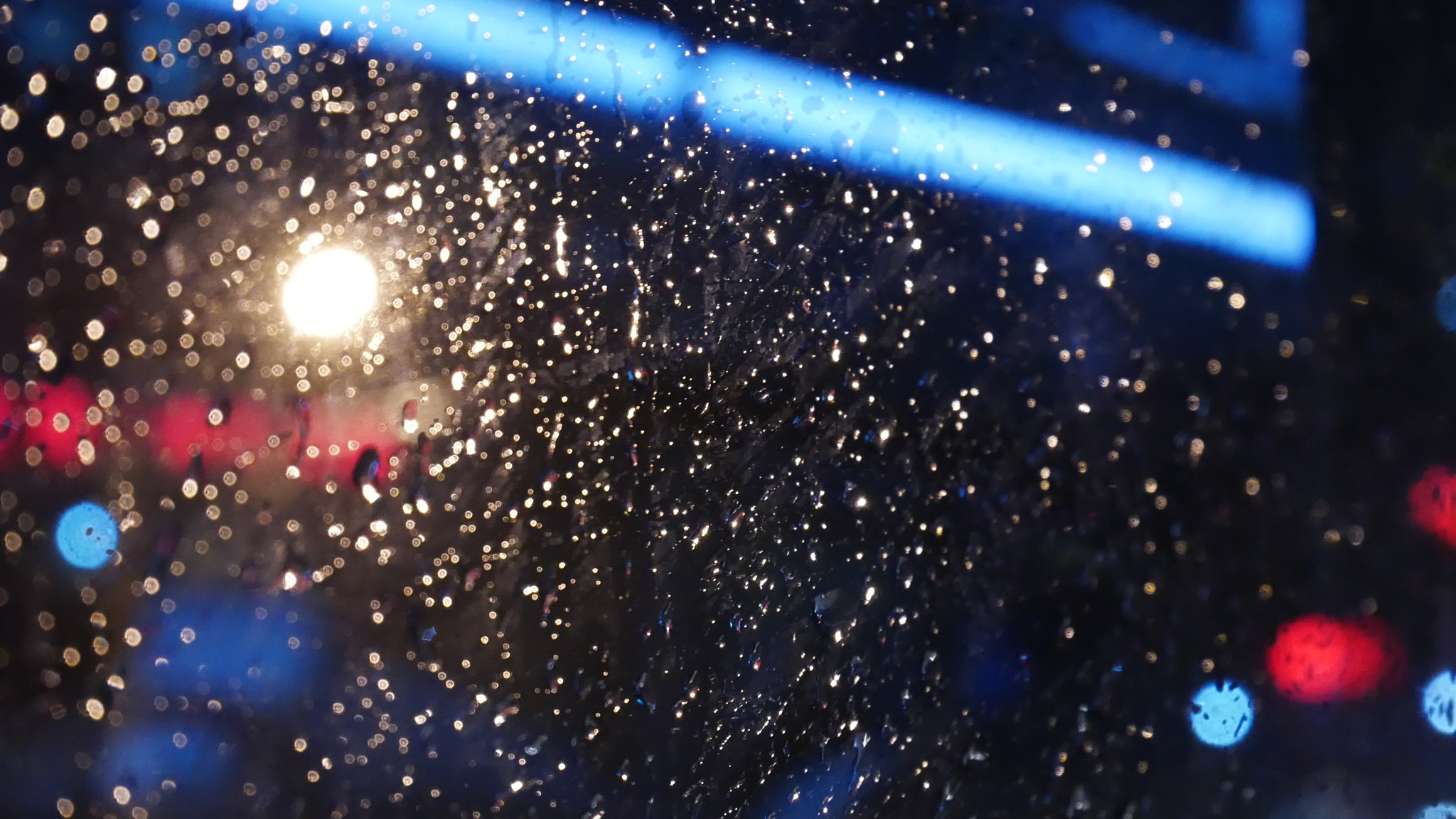 Panasonic Lumix DMC-GX85 (Lumix DMC-GX80 / Lumix DMC-GX7 Mark II) sample photo. Bus window, a sudden rain. beijing. photography