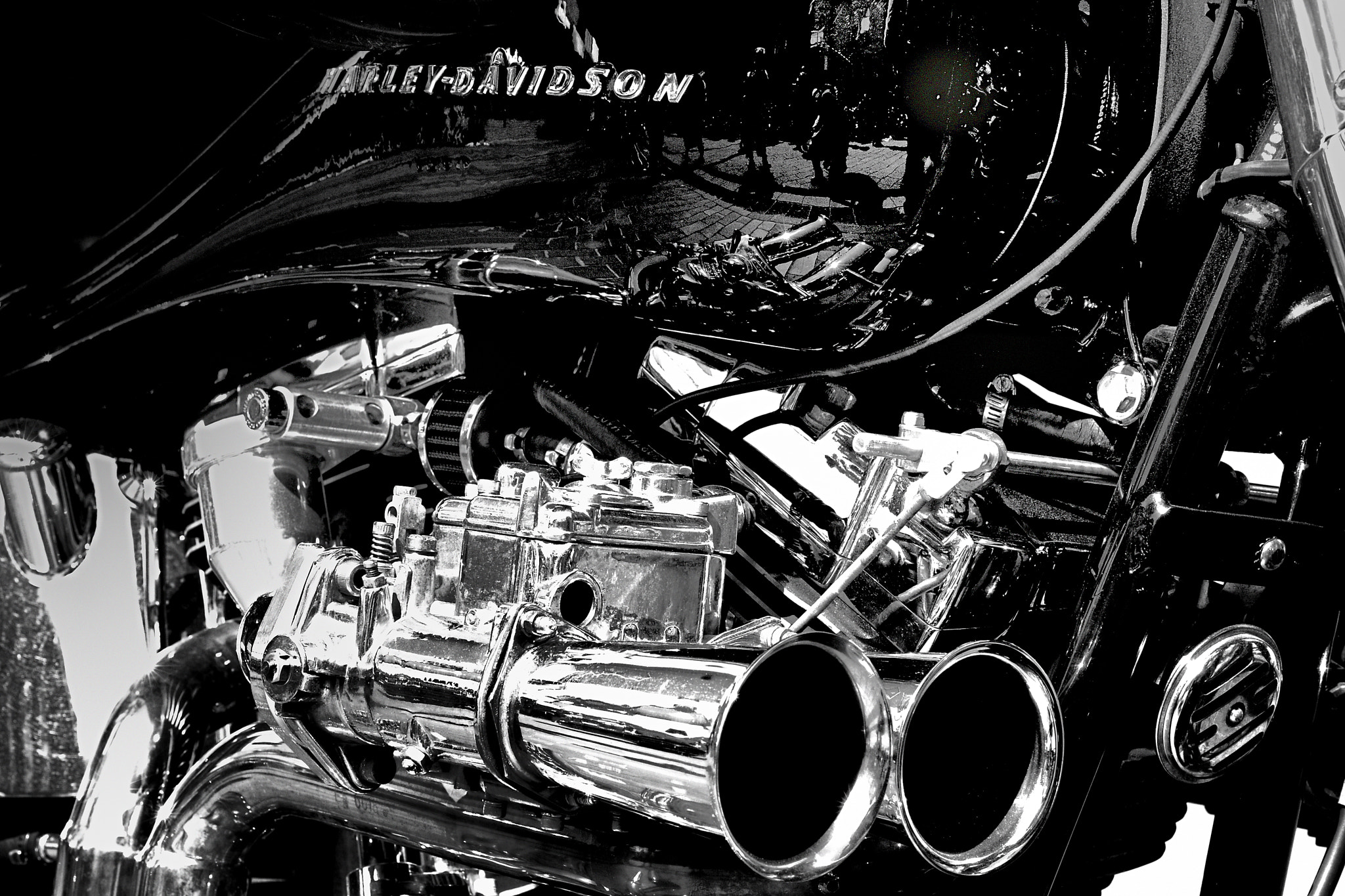 Nikon D200 + Sigma 70mm F2.8 EX DG Macro sample photo. The engine   b&w photography