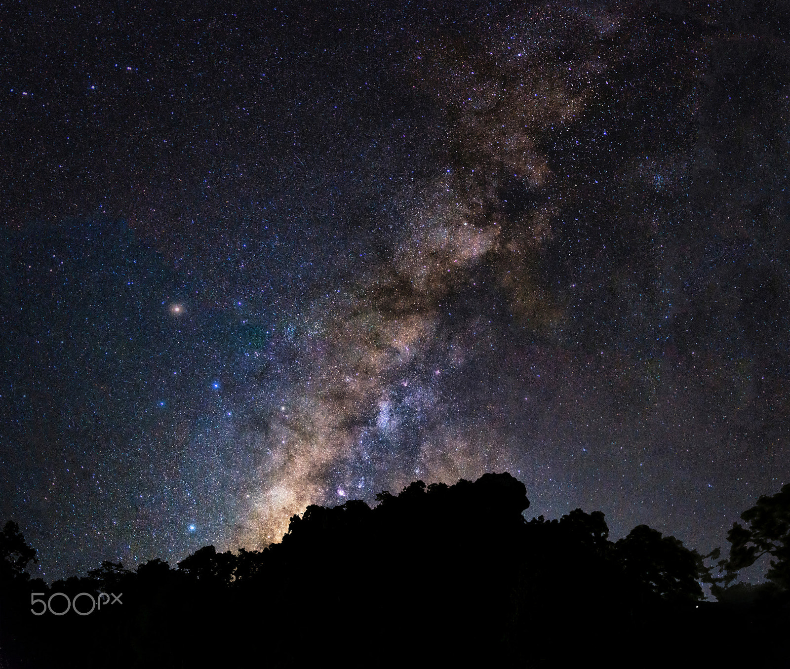 Pentax K-5 IIs sample photo. Landscape of milky way mountain and deep forest at night sky, do photography