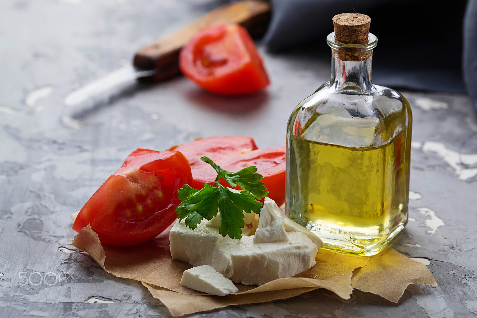 Sigma 105mm F2.8 EX DG OS HSM sample photo. Feta cheese with tomato and oil. photography