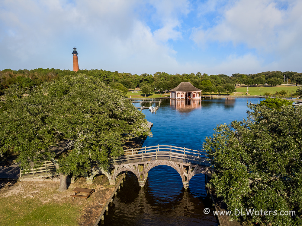 DJI FC550 sample photo. Bridge boathouse lighthouse photography