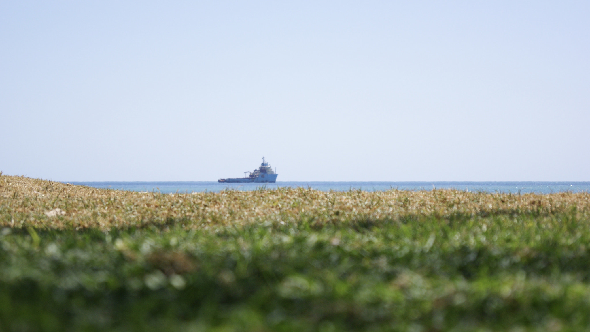 Sony Alpha DSLR-A330 sample photo. Grass, ship and sky photography