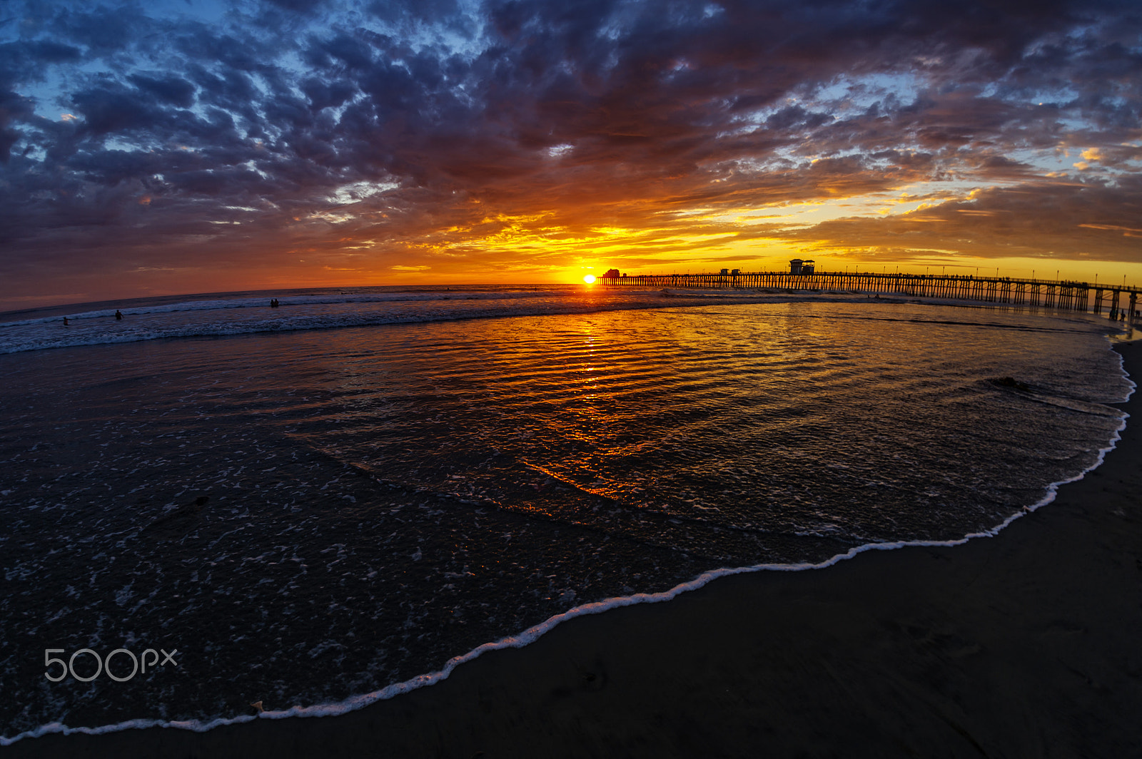 Nikon D3S + Sigma 15mm F2.8 EX DG Diagonal Fisheye sample photo. Wide view - sunset in oceanside - october 28, 2016 photography
