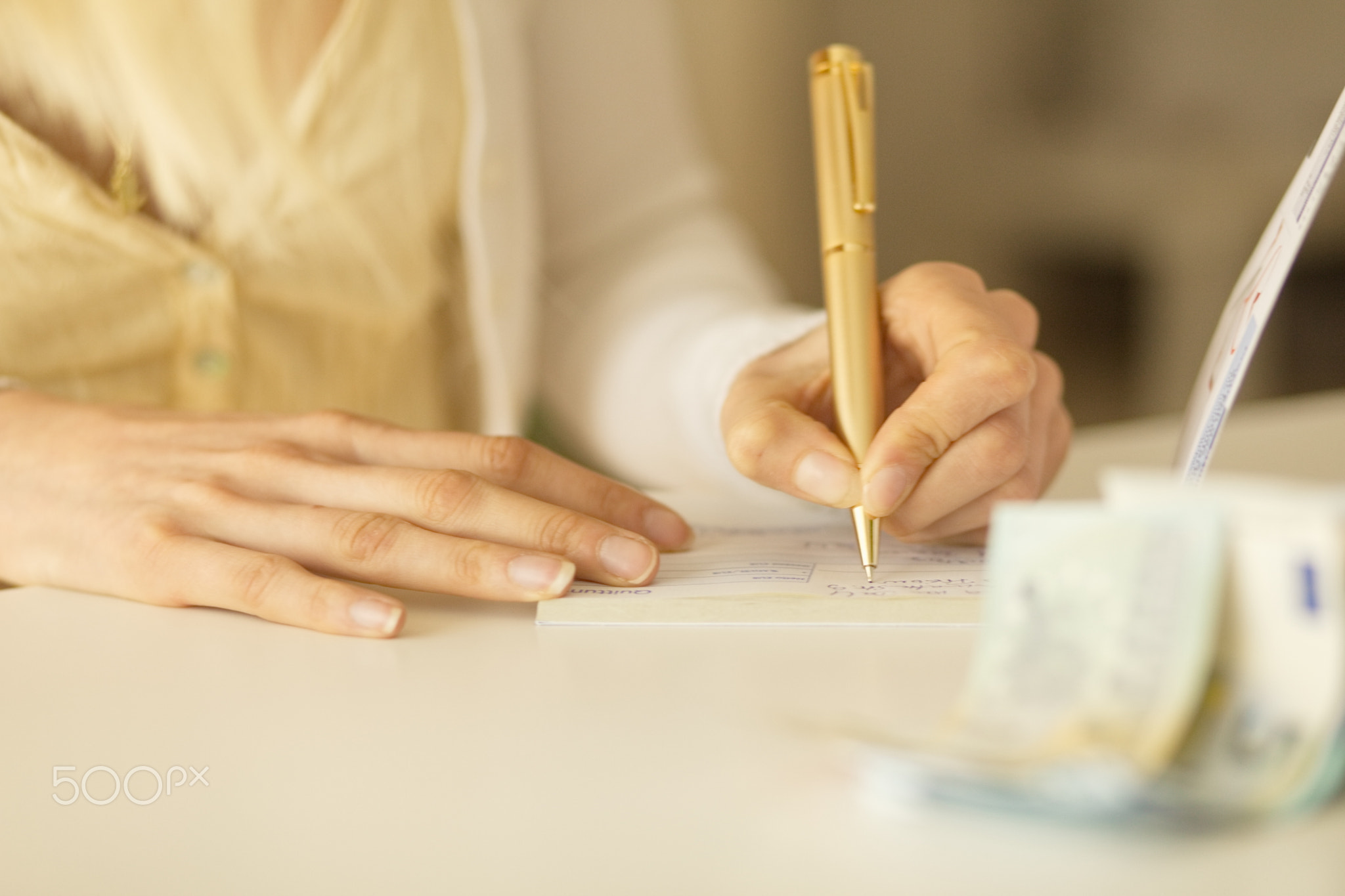 Signing a cheque