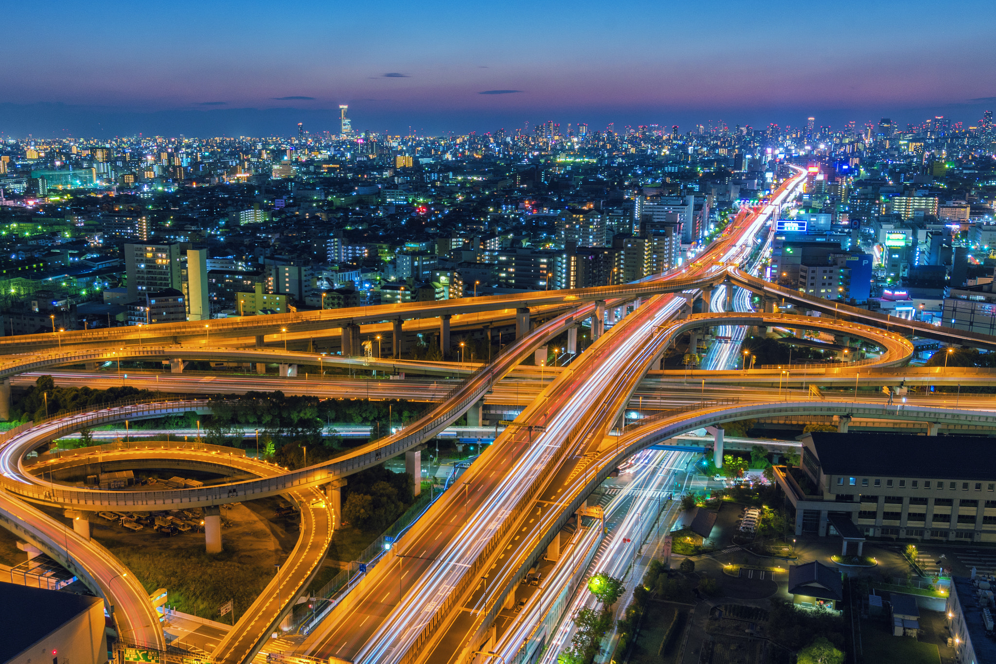 Nikon D500 + Sigma 18-35mm F1.8 DC HSM Art sample photo. Night view of higashiosaka junction and osaka city photography