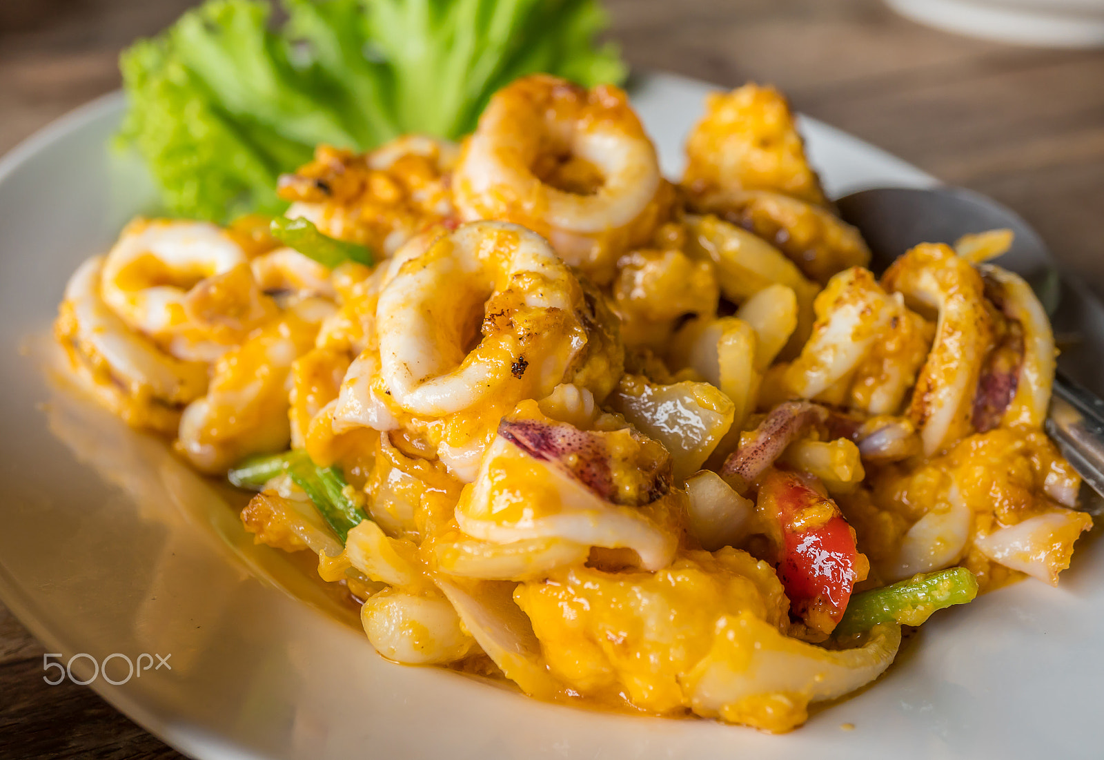 Sony a6300 + Sony E 30mm F3.5 Macro sample photo. Stir fried squid with salted egg yolk photography