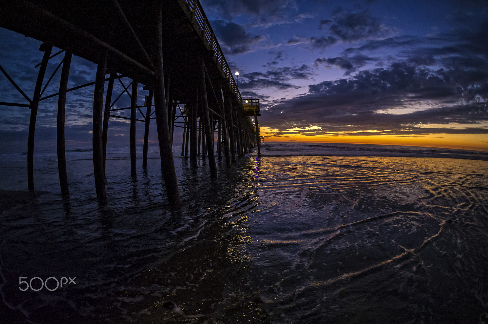 Nikon D3S + Sigma 15mm F2.8 EX DG Diagonal Fisheye sample photo. Twilight at the oceanside pier - october 28, 2016 photography