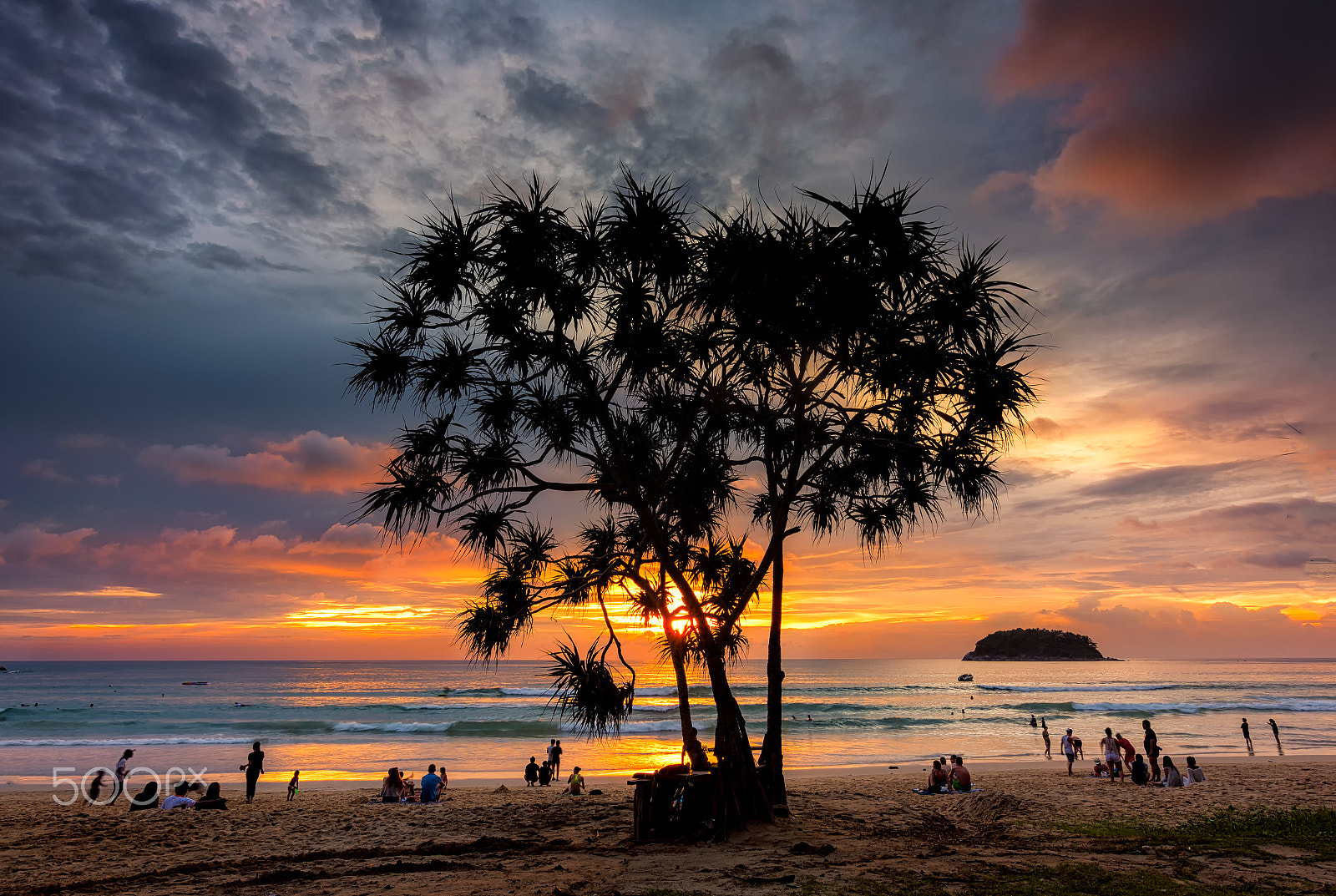 Nikon D5200 + Tokina AT-X 11-20 F2.8 PRO DX (AF 11-20mm f/2.8) sample photo. Silhouette tree with colorful sky on sunset , kata beach phuket. photography