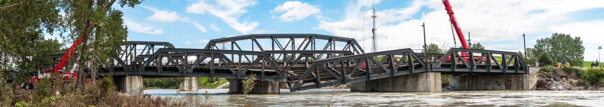 Nikon D300S sample photo. Broken railroad bridge after calgary flood photography
