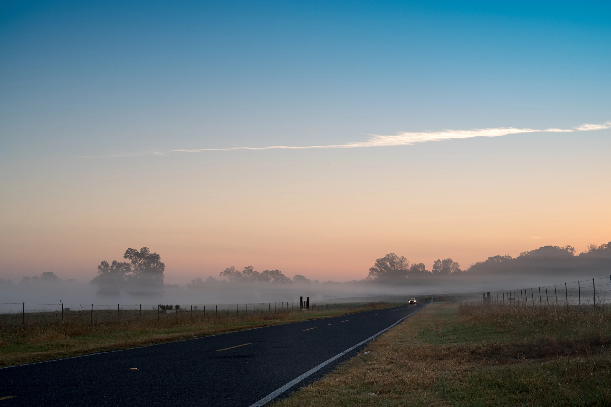 Pentax K-1 sample photo. Headlights in fog photography