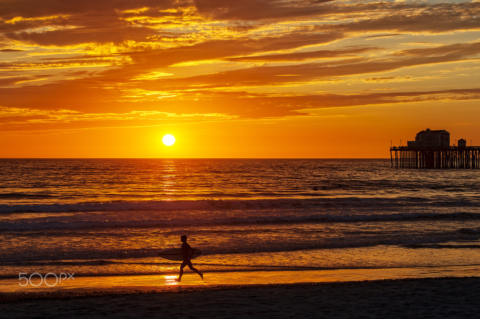 Nikon D700 sample photo. Surfer at sunset in oceanside - october 28, 2016 photography