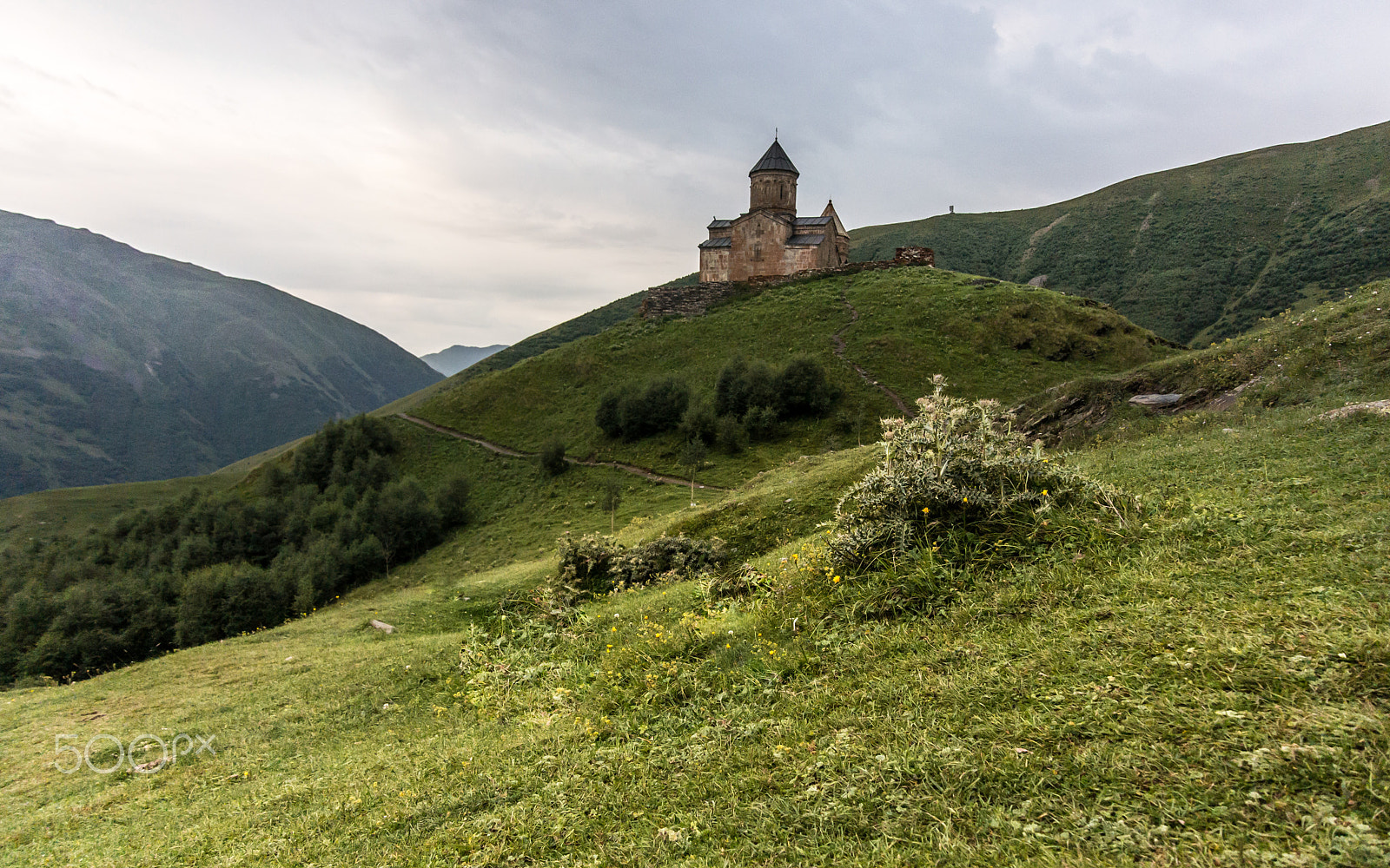 Nikon 1 Nikkor AW 11-27.5mm F3.5-5.6 sample photo. Gergeti church near mount kazbek photography